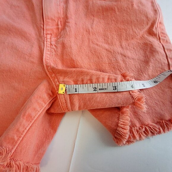 Cat & Jack Coral Orange Womens Size  XL (14) High-Rise Frayed Hem Denim Shorts - Picture 5 of 11